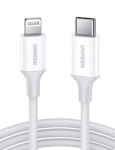 UGREEN USB-C TO LIGHTNING M/M CABLE RUBBER SHELL 2M (WHITE)