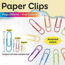 Load image into Gallery viewer, BAZIC MEGA (100mm) COLOR PAPER CLIPS (10/PACK)