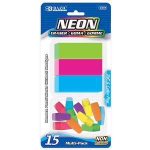 BAZIC Neon Eraser Sets ( 15/Pack)