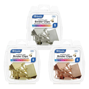 BAZIC Assorted Size Satin Binder Clip (8/Pack)