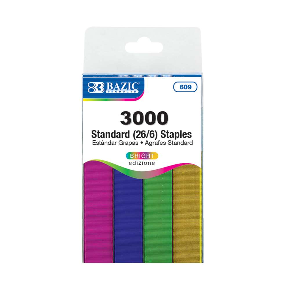 BAZIC 3000CT. STANDARD (26/6) METALLIC COLOR STAPLES