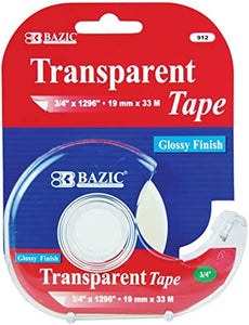 BAZIC 3/4" X 1296" TRANSPARENT TAPE W/DISPENSER