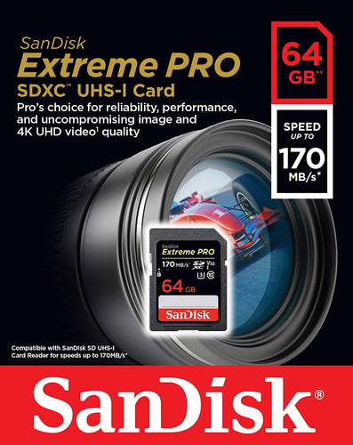 SanDisk SecureDigital 64GB Extreme PRO SDHC/SDXC USH-1 Class10 170 MB/s