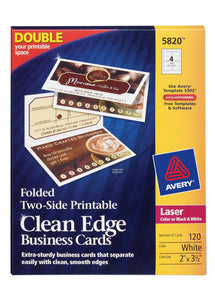 Avery® Folded Clean Edge® Business Cards, Two-Side Printable, Matte, 120 Cards (5820)
