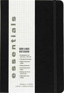 Essentials Large Black Grid-Lined Notebook