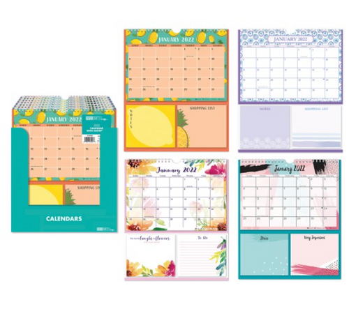 2022 SPIRAL CALENDAR w/NOTES & SHOPPING LIST